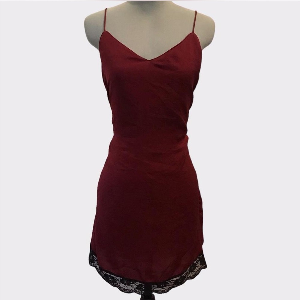 Red slip dress